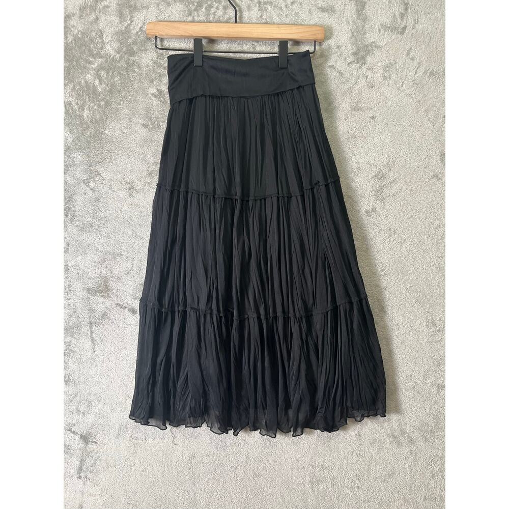 Vintage Y2k Black Tiered Skirt Whimsigoth Flowy Fairycore Dark Romance Medium